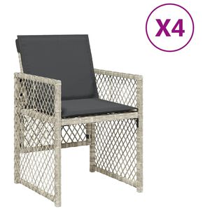 vidaXL Sillones de jard&iacute;n con cojines 4 uds rat&aacute;n sint&eacute;tico gris claro