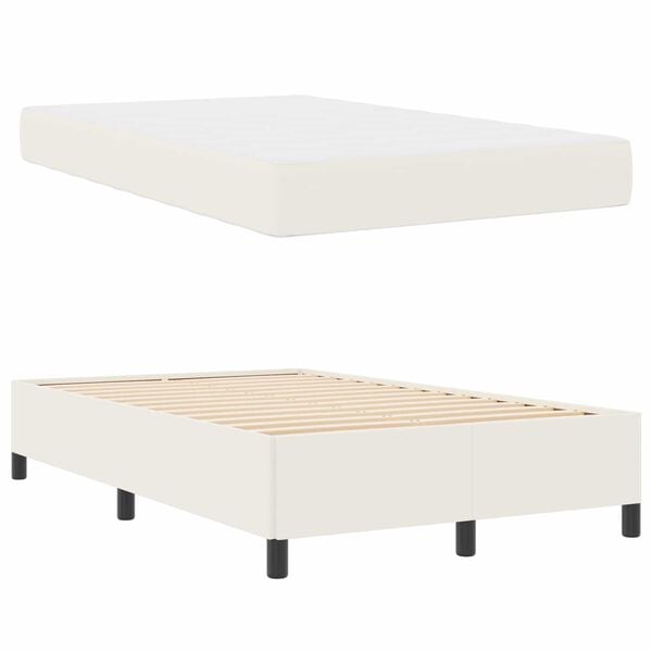 vidaXL Estructura de cama con colch&oacute;n Crema 120 x 200 cm tela