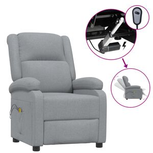 vidaXL Sill&oacute;n de masaje el&eacute;ctrico tela gris claro