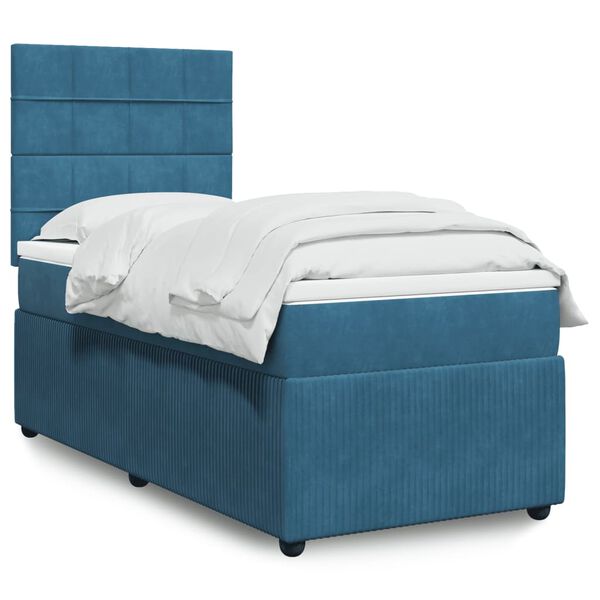 vidaXL Cama box spring con colchón terciopelo azul 90x190 cm