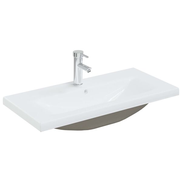vidaXL Lavabo empotrado con grifo cer&aacute;mica blanco 81x39x18 cm