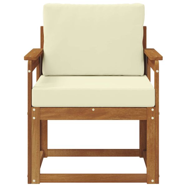 vidaXL Sof&aacute; de exterior Madera de Acacia S&oacute;lida y Poli&eacute;ster Natural