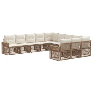 vidaXL Conjunto de sof&aacute;s de jard&iacute;n 11 uds. Beige y blanco crema