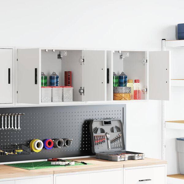 vidaXL Armarios de pared 2 uds para garaje madera de ingenier&iacute;a blanco