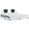 vidaXL Estructura de cama Viana sin colch&oacute;n cuero sint&eacute;tico blanco negro 200x200 cm
