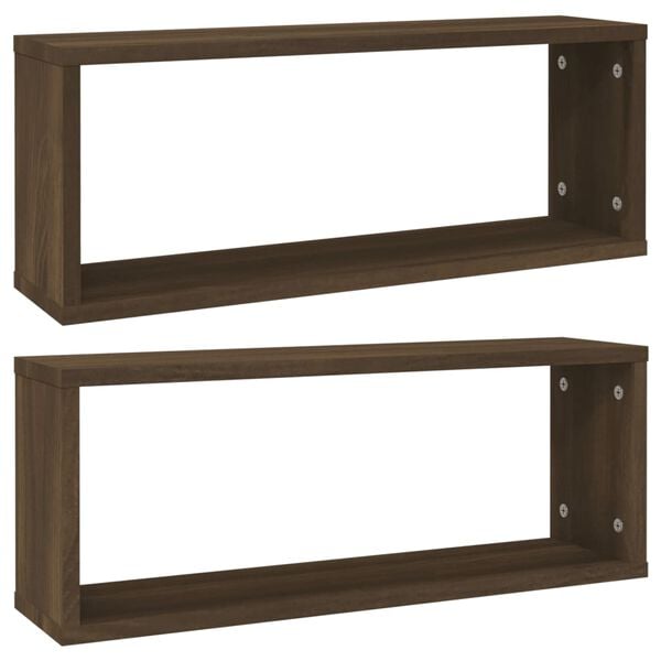 vidaXL Estantes c&uacute;bicos de pared 2 uds madera roble marr&oacute;n 60x15x23 cm