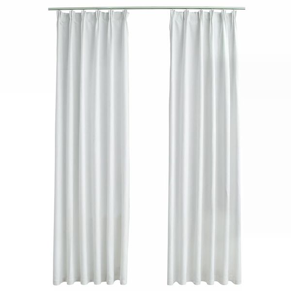 vidaXL Cortinas opacas con ganchos 2 piezas blanco crudo 140x175 cm