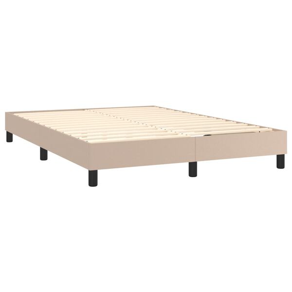 vidaXL Cama box spring con colch&oacute;n cuero sint&eacute;tico capuchino 140x200cm