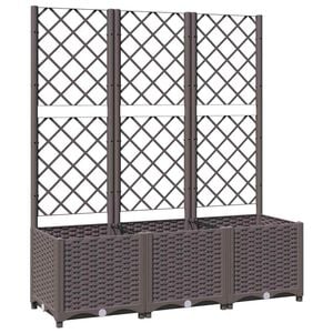 vidaXL Jardinera de jard&iacute;n con enrejado marr&oacute;n 120x40x136 cm PP