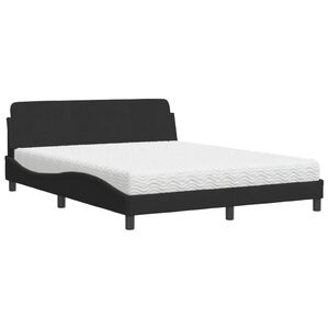 vidaXL Cama con colch&oacute;n Dover terciopelo negro 160x200 cm