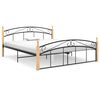 vidaXL Estructura cama sin colch&oacute;n metal madera roble negro 160x200 cm