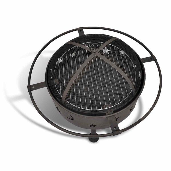 vidaXL Escala de Fuego Luna Negro 82 x 82 x 64 cm Acero