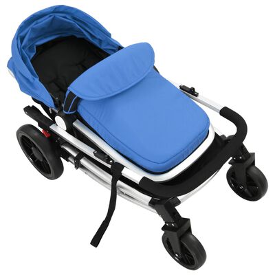 vidaXL Cochecito/Silla de bebé 2 en 1 aluminio azul y negro