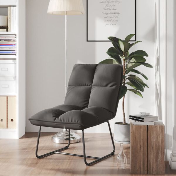 vidaXL Silla de descanso con estructura de metal terciopelo gris oscuro