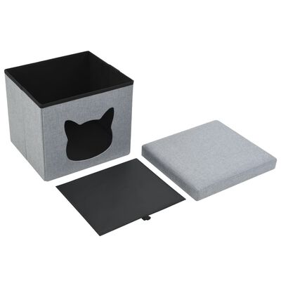 vidaXL Cama plegable para gatos lino sintético 37x33x33 cm gris