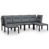 vidaXL Juego de muebles de jard&iacute;n 6 pzas rat&aacute;n sint&eacute;tico negro y gris