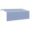 vidaXL Toldo Retr&aacute;ctil Rayado Azul y blanco 350 x 200 cm Tela y metal