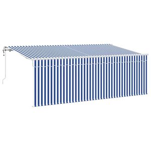 vidaXL Toldo Retr&aacute;ctil Rayado Azul y blanco 350 x 200 cm Tela y metal