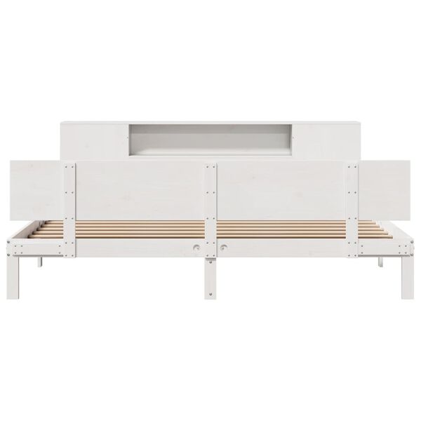 vidaXL Cama con estantería sin colchón madera maciza blanca 180x200 cm