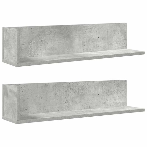 vidaXL Estantes de pared 2 uds madera gris hormig&oacute;n 75x16,5x16,5 cm
