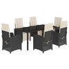 vidaXL Set de comedor de jard&iacute;n 7 pzas y cojines rat&aacute;n sint&eacute;tico negro