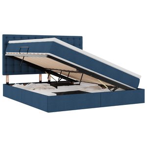 vidaXL Cama con almacenamiento y colch&oacute;n Azul 160 x 200 cm Poli&eacute;ster