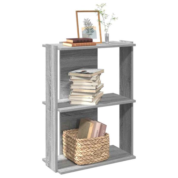 vidaXL Librer&iacute;a 3 estantes madera ingenier&iacute;a gris sonoma 60x30x80 cm
