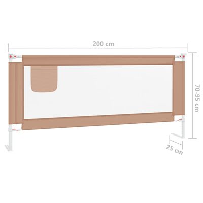 vidaXL Barandilla de seguridad cama de niño gris taupe tela 200x25 cm