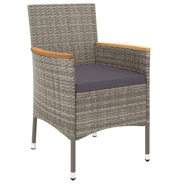 vidaXL Set comedor jard&iacute;n 7 pzas y cojines rat&aacute;n sint&eacute;tico gris