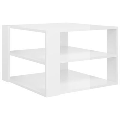 vidaXL Mesa de centro madera contrachapada blanco brillante 60x60x40cm