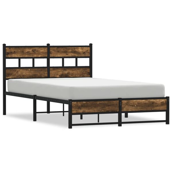 vidaXL Estructura de cama sin colch&oacute;n metal roble ahumado 120x190 cm