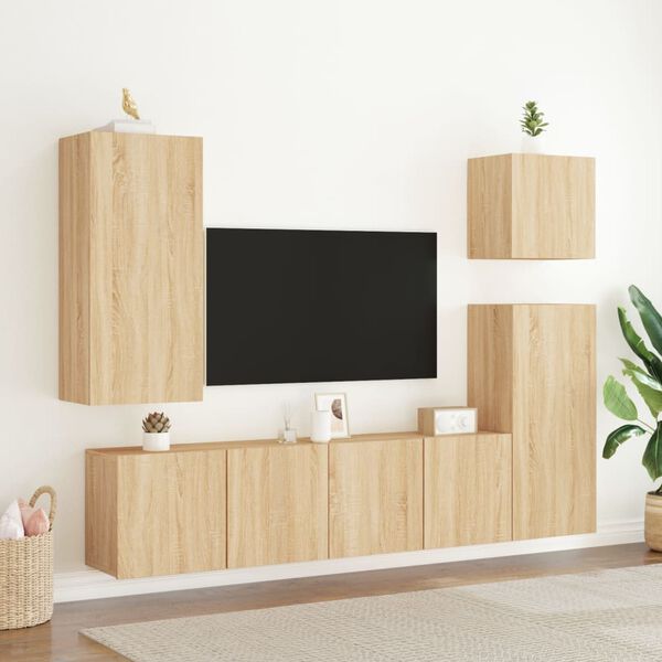 vidaXL Muebles para TV de pared 2 unidades roble Sonoma 80x30x41 cm