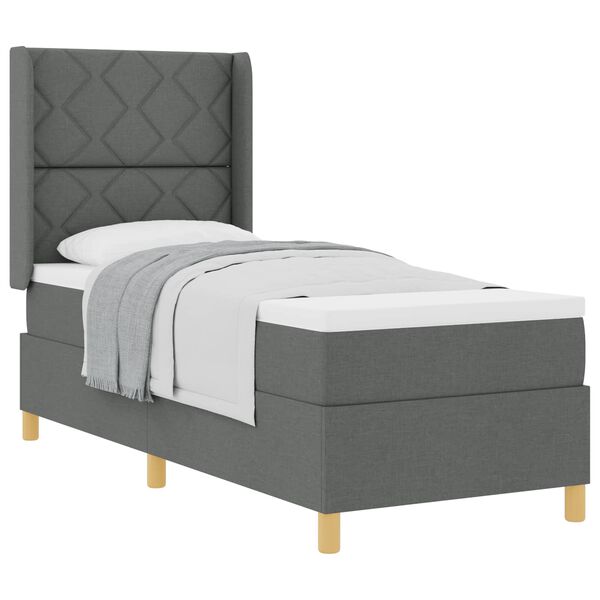 vidaXL Cama tipo Box Spring con colch&oacute;n Gris oscuro 80 x 200 cm tela