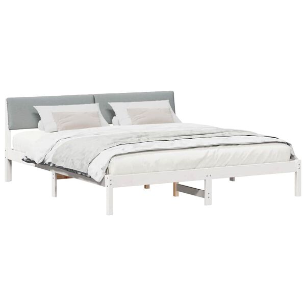 vidaXL Estructura de cama con cabecera y gris claro 180 x 200 cm