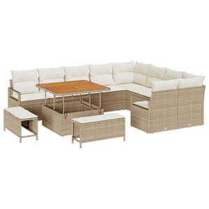 vidaXL Conjunto de sof&aacute; de jard&iacute;n con coj&iacute;n 12 pcs Beige y Crema