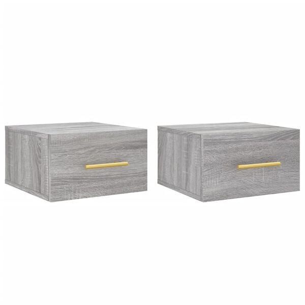vidaXL Mesitas de noche de pared 2 uds color gris Sonoma 35x35x20 cm