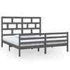 vidaXL Estructura de cama doble sin colch&oacute;n madera maciza gris