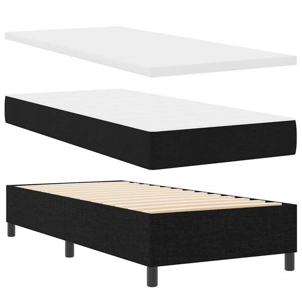 vidaXL Cama tipo Box Spring con colch&oacute;n Negro 100 x 200 cm tela