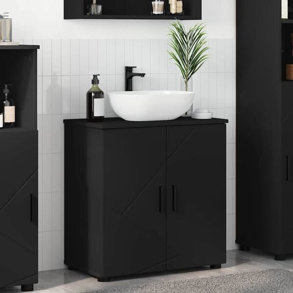 vidaXL Gabinete de Ba&ntilde;o con almacenamiento Negro 61 x 35 x 64 cm