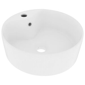 vidaXL Lavabo lujo con rebosadero cer&aacute;mica blanco mate 36x13 cm