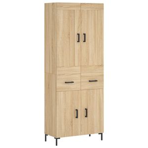 vidaXL Aparador alto madera contrachapada color roble 69,5x34x180 cm