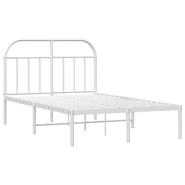 vidaXL Estructura cama sin colch&oacute;n con cabecero metal blanco 135x190cm