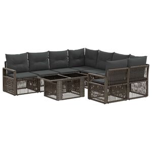 vidaXL Conjunto de sof&aacute;s de jard&iacute;n 9 uds. Gris y Gris Oscuro