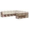 vidaXL Conjunto de sof&aacute;s de jard&iacute;n 11 pcs Beige rat&aacute;n sint&eacute;tico