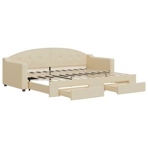 vidaXL Sof&aacute; cama nido con cajones tela color crema 80x200 cm