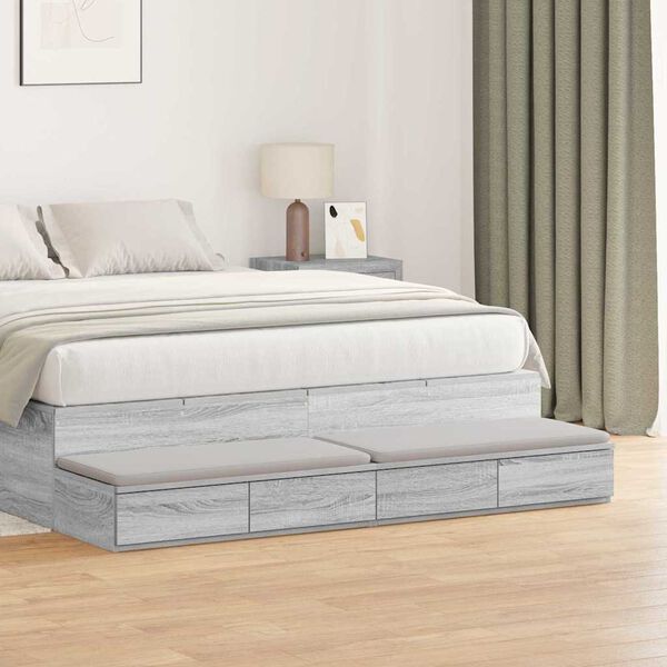 vidaXL Cajones de cama con cajón Gris Sonoma 140 x 36,5 x 16,5 cm