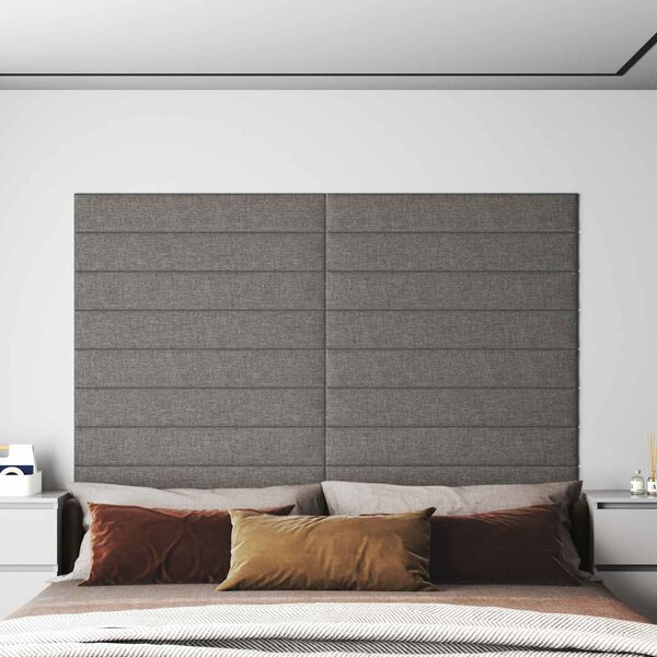 vidaXL Cabecero de Pared 12 pcs Gris Claro 90 x 15 cm tela