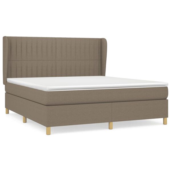vidaXL Cama box spring con colch&oacute;n tela gris taupe 180x200 cm