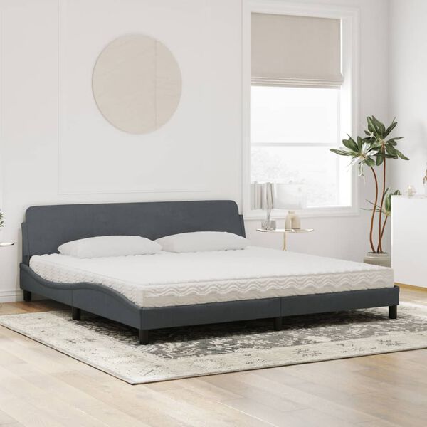 vidaXL Cama con colch&oacute;n Dover terciopelo gris oscuro 200x200 cm