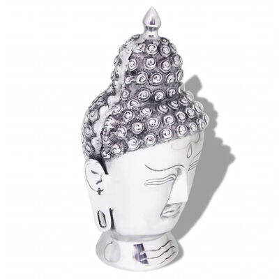 vidaXL Cabeza de Budha decorativa de aluminio plateado